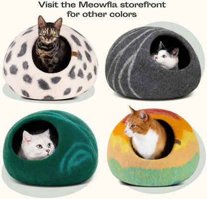 Cat Cave – Premium Felt Cat Bed for Indoor Cats, Handmade Merino Wool (Dark Gray, Medium)