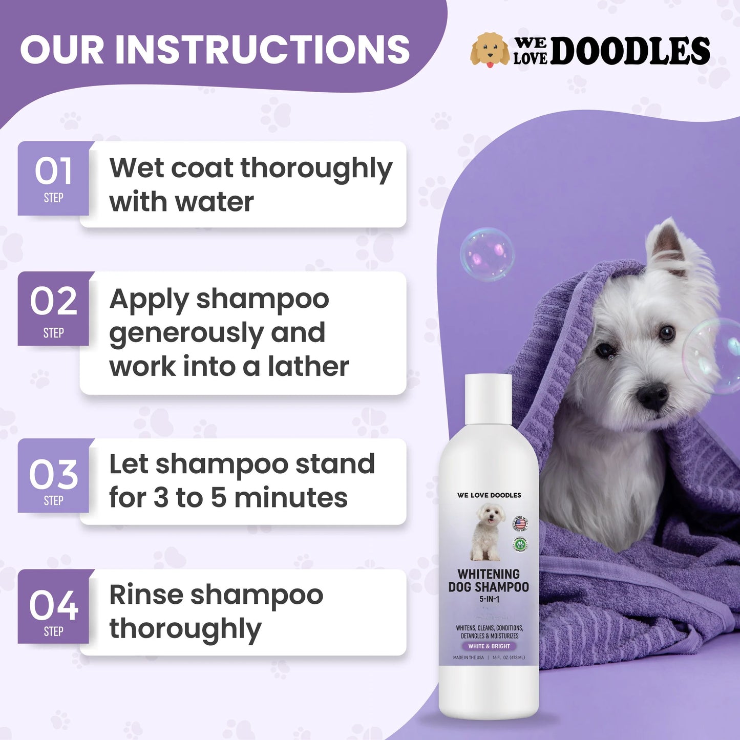 Whitening Dog Shampoo | Clean Ingredients | Made in USA | Brightening Dogs Fur | White & Bright Hair | Removes Stains & Discoloration []