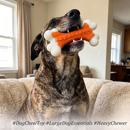 2-Pack Indestructible Dog Toys for Aggressive Chewers: Peanut Butter Flavored Hard Nylon Bone Chew Toys, Tough Dog Chew Toys, Dog Toys to Keep Them Busy for Medium Large Dogs, Orange