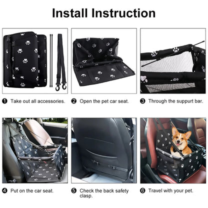 Dog Car Seat for Small Dogs, Portable and Washable Puppy Dog Booster Seats for Car Front Seat with Clip-On Leash, Breathable Folding Travel Carrier Bag