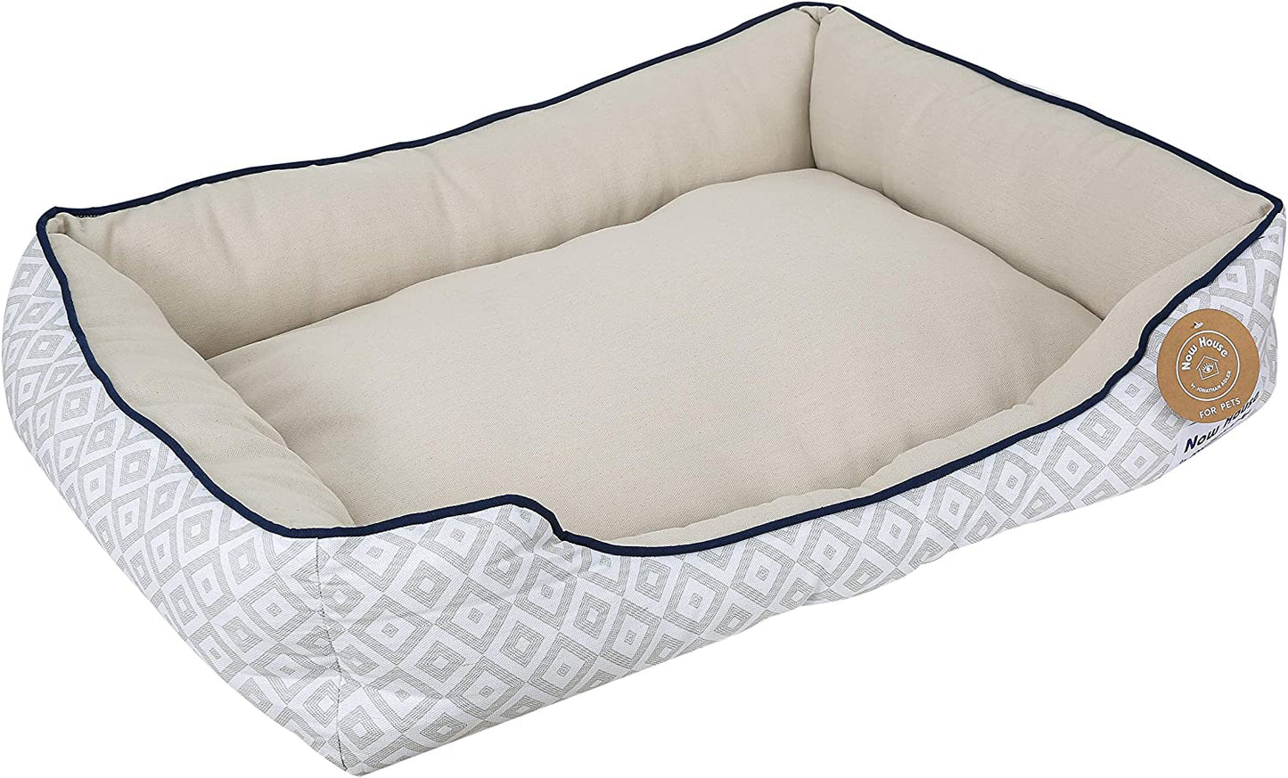 Now House for Pets by Jonathan Adler Grey Diamond Cuddler Dog Bed, Medium Washable for Medium Sized Dogs