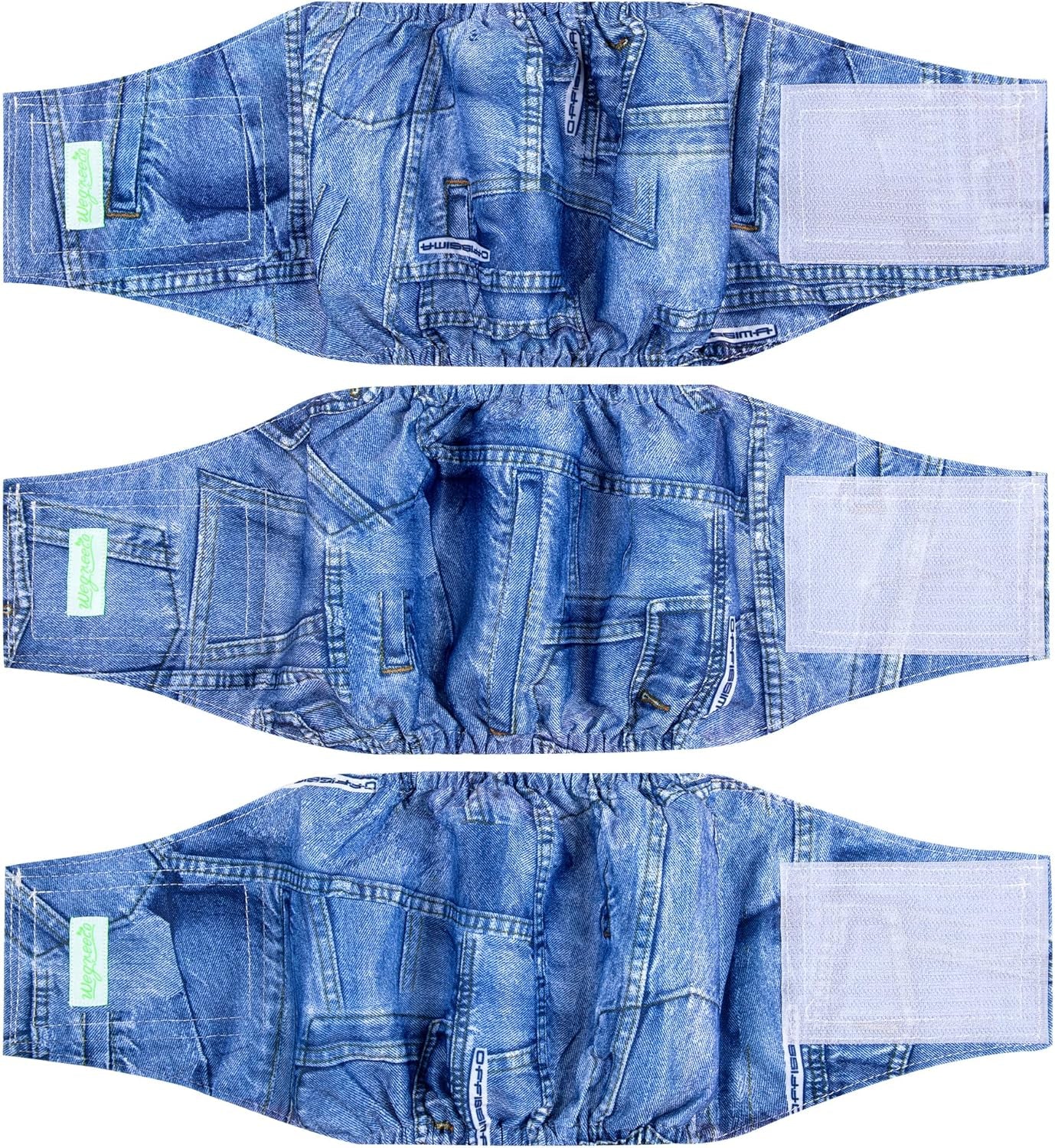 Jeans Washable Male Dog Diapers (Pack of 3) - Washable Male Dog Belly Wrap (Medium)